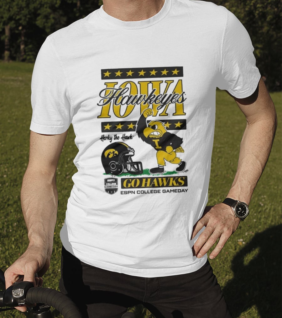 Iowa Hawkeyes Herky The Hawk Go Hawks ESPN College Gameday T-Shirt