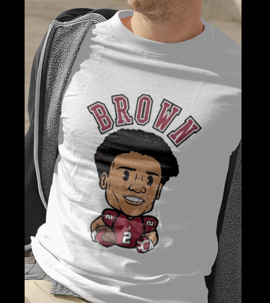 NCAA Football Alabama Crimson Tide Number 2 Brown Caricature T-Shirt