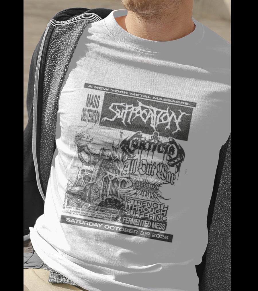 Original Suffocation Amityville New York Metal Massacre October 3rd 2026 Amityville Music Hall NY T-Shirt