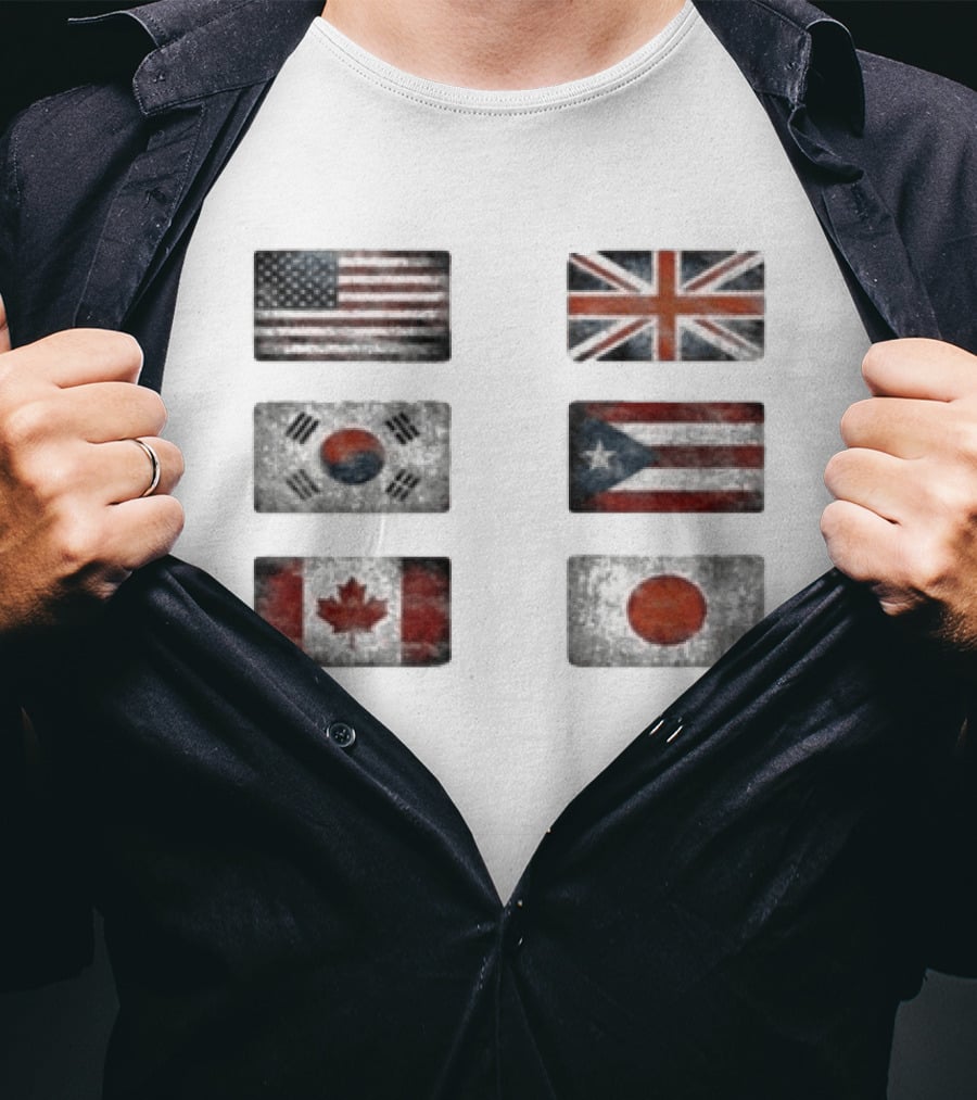 Stealthny Floor 914 World Tour United States United Kingdom South Korea Puerto Rico Canada Japan Flags T-Shirt