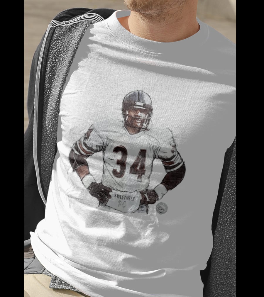 Walter Payton 34 Chicago Bears Sweetness Sketch Football Legend T-Shirt