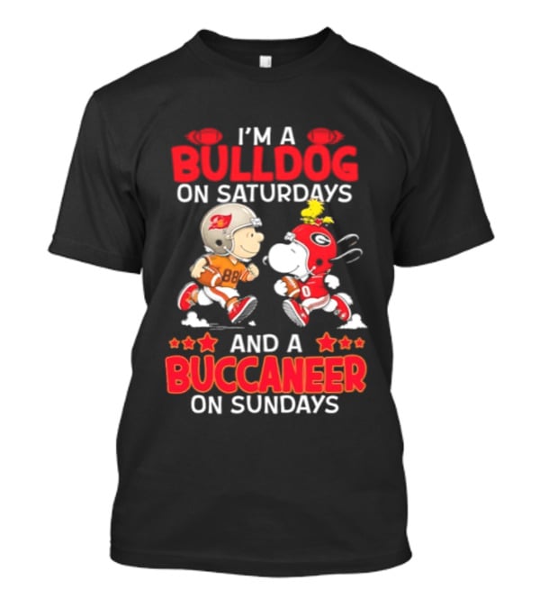 Snoopy And Peanuts Football Bulldog Saturdays Buccaneer Sundays Charlie Brown Fan T-Shirt