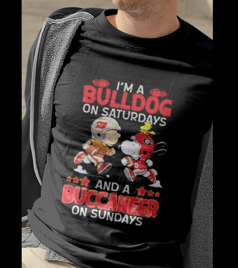 Snoopy And Peanuts Football Bulldog Saturdays Buccaneer Sundays Charlie Brown Fan T-Shirt