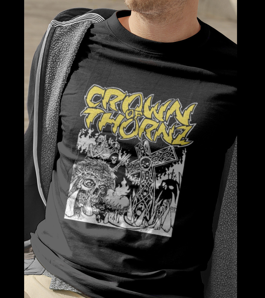 Crown Of Thornz Beyond Human Store No Remorse Graphic Text Cross T-Shirt