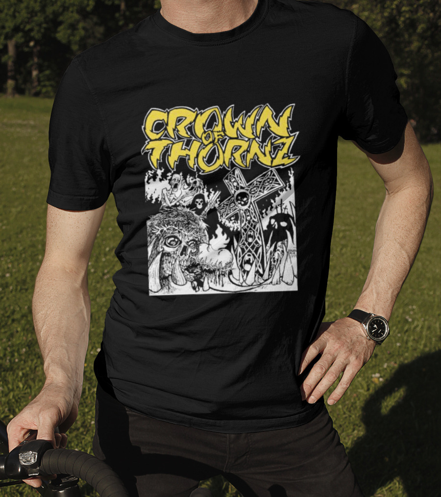 Crown Of Thornz Beyond Human Store No Remorse Graphic Text Cross T-Shirt