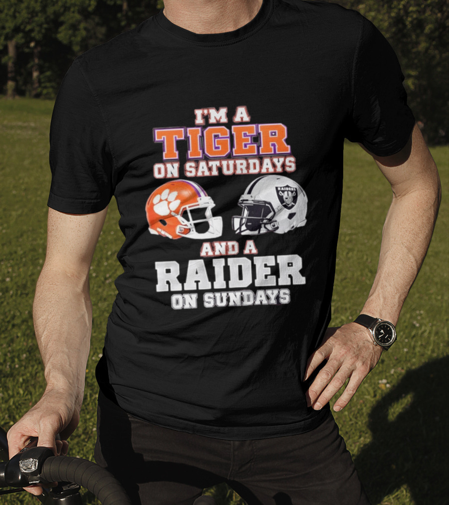Clemson Tiger Saturdays Raider Sundays Football Fan Helmets T-Shirt