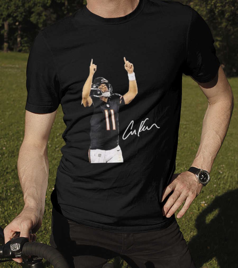 Case Keenum 11 Chicago Bears Football Player Signature Pointing Up T-Shirt
