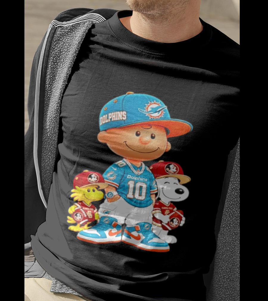 Charlie Brown 10 Snoopy Woodstock Miami Dolphins Florida State T-Shirt