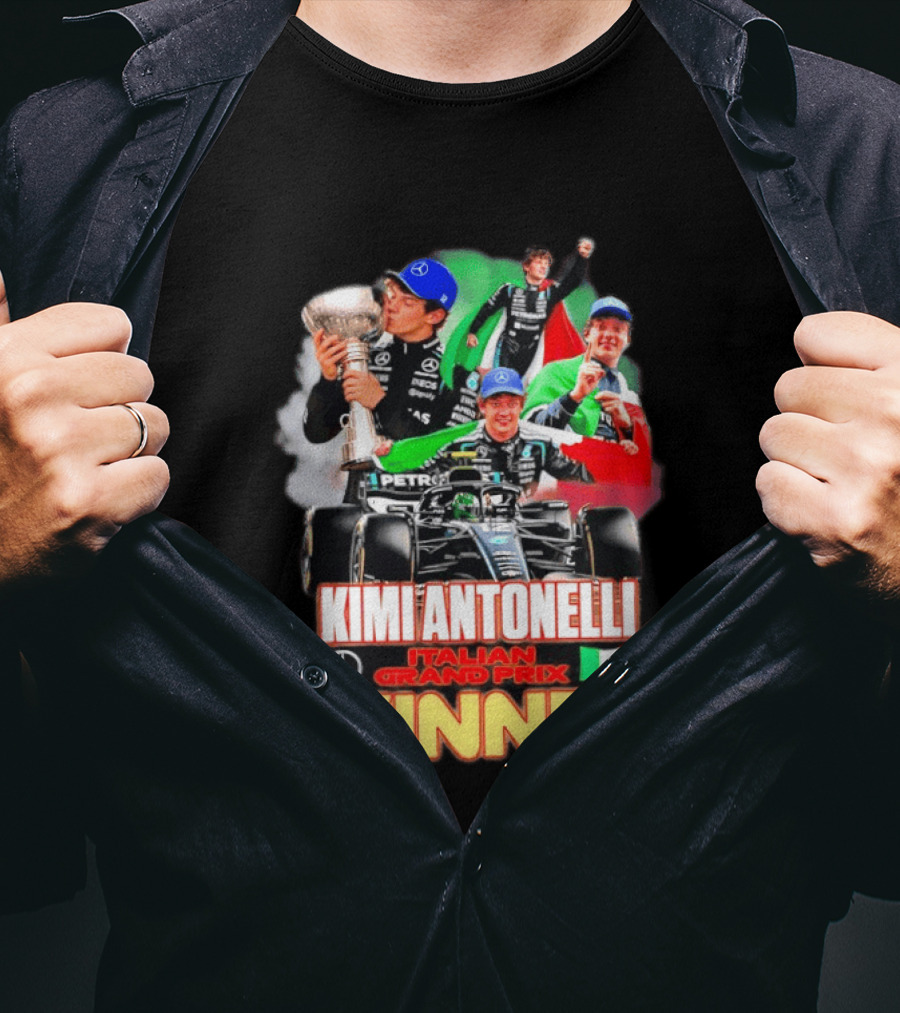 Kimi Antonelli Italian Grand Prix Winner Mercedes Racing Celebration T-Shirt