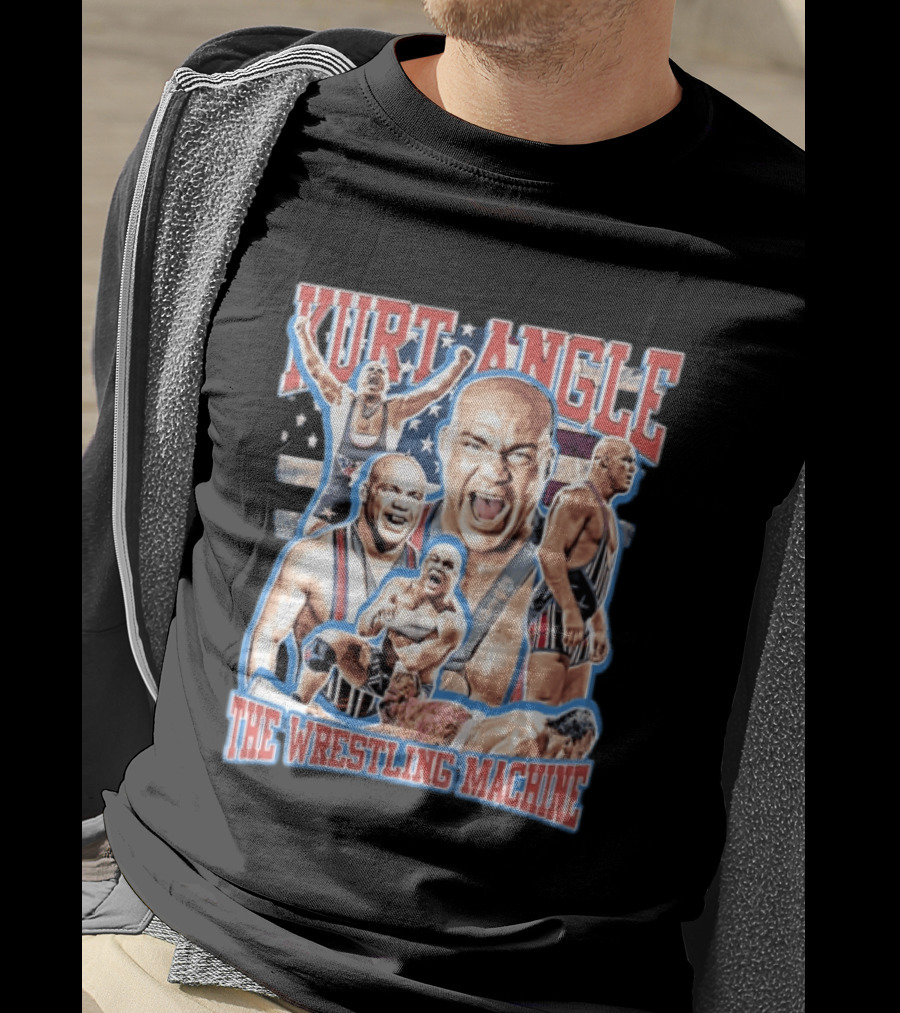 Kurt Angle The Wrestling Machine Bald Wrestler In Singlet Multiple Images T-Shirt