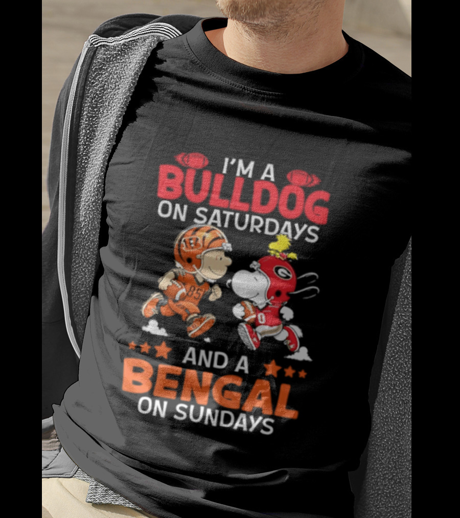 I'm A Bulldog On Saturdays And A Bengal On Sundays Snoopy Charlie Brown T-Shirt