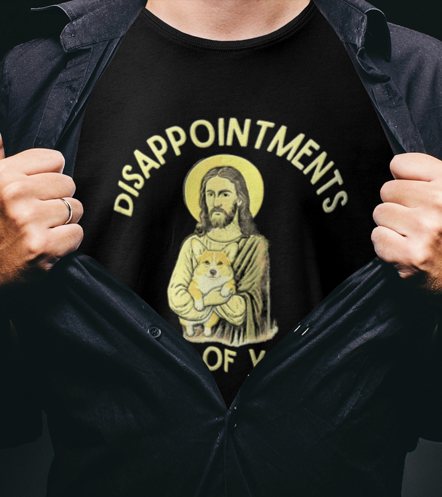 Disappointments All Of You Jesus With Halo Holding A Corgi Puppy T-Shirt