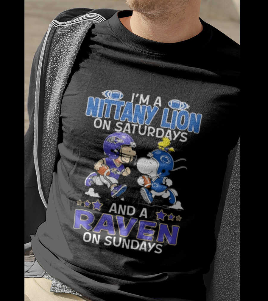 I'm A Nittany Lion On Saturdays And A Raven On Sundays Snoopy And Charlie Brown T-Shirt