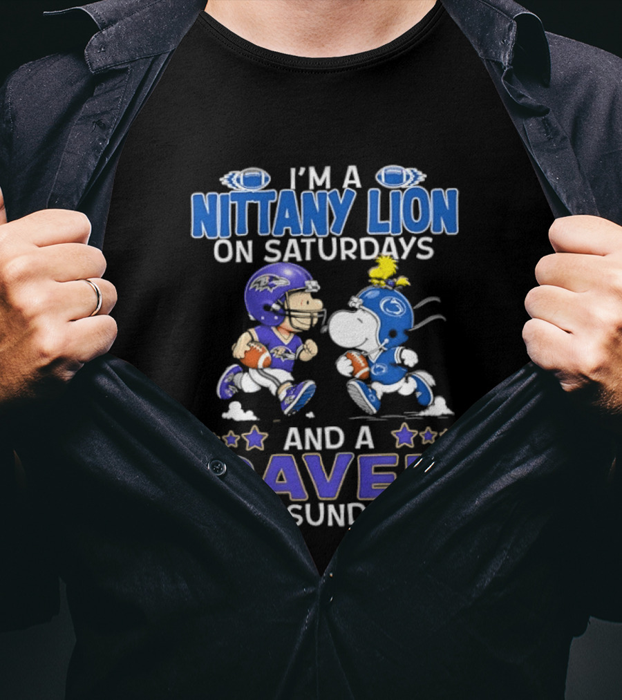 I'm A Nittany Lion On Saturdays And A Raven On Sundays Snoopy And Charlie Brown T-Shirt