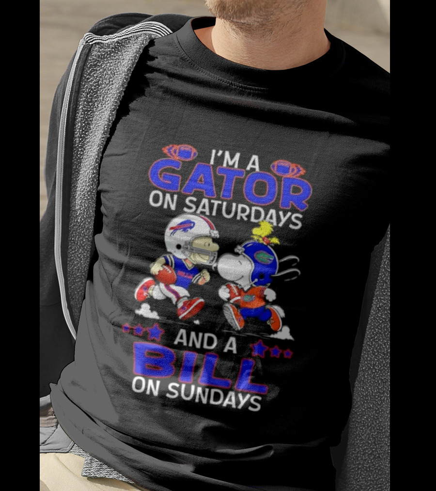 I'm A Gator On Saturdays And A Bill On Sundays Snoopy Charlie Brown Football T-Shirt