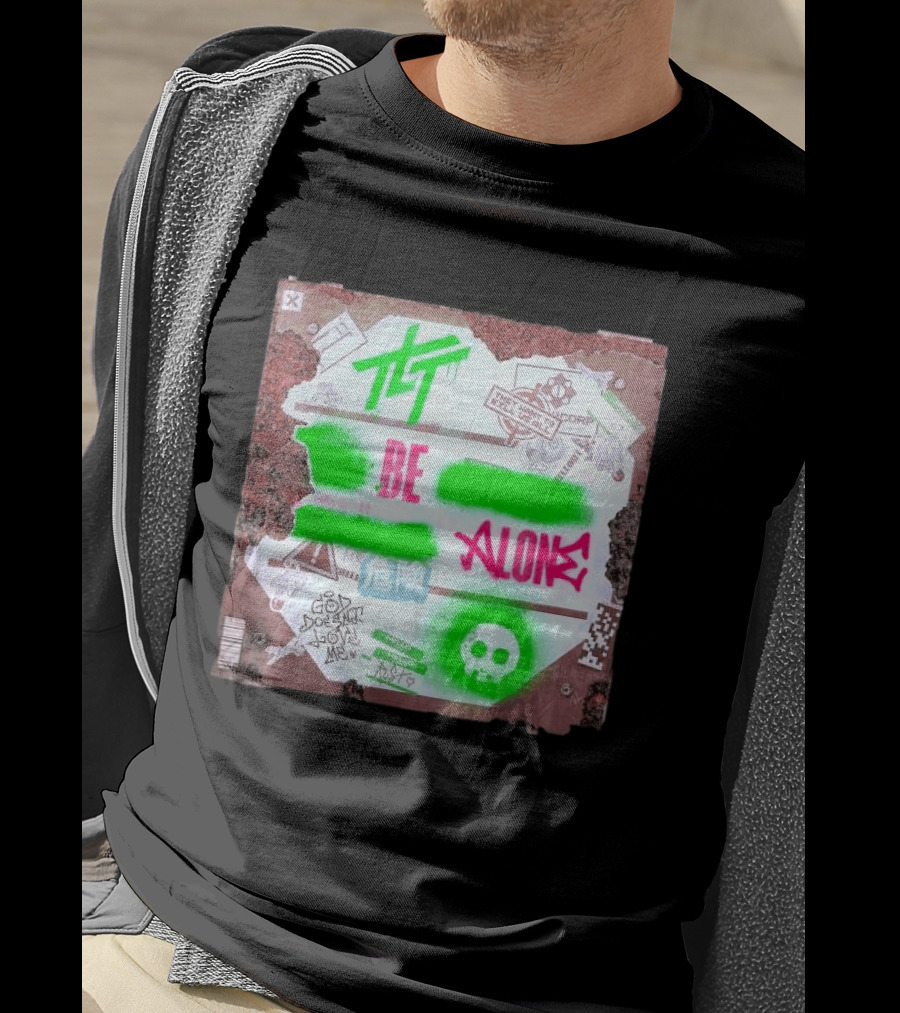 The Living Tombstone Be Alone Graffiti Skull Hazard Neon T-Shirt