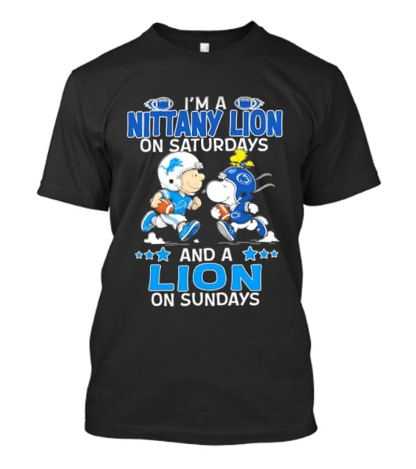 Peanuts Snoopy Charlie Brown Nittany Lion Saturdays Sundays Football T-Shirt