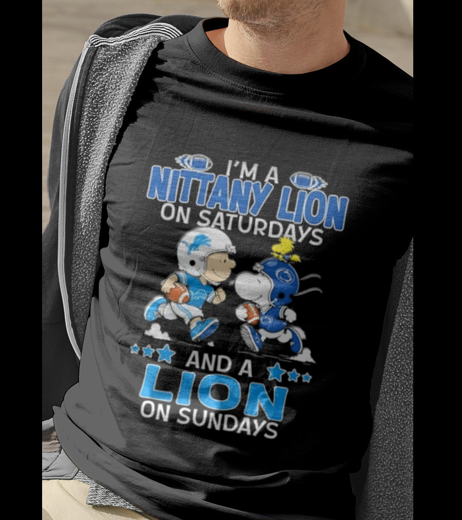 Peanuts Snoopy Charlie Brown Nittany Lion Saturdays Sundays Football T-Shirt