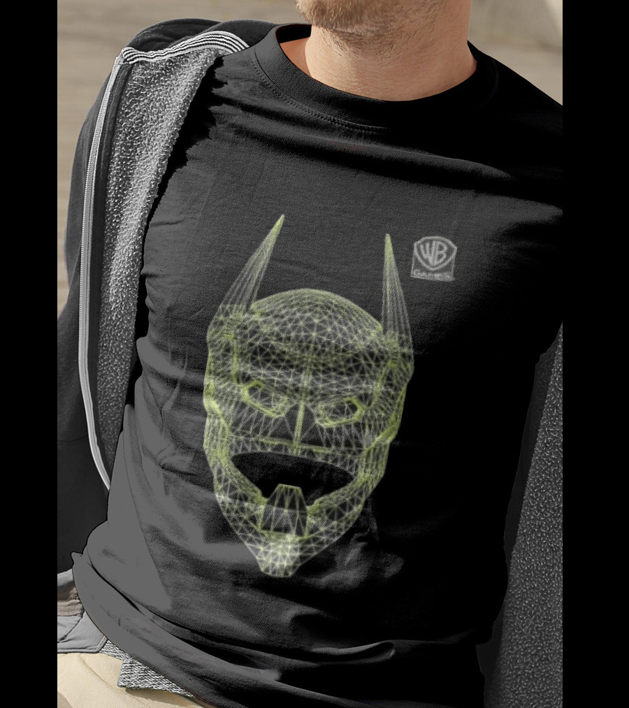 WB Games Neon Green Wireframe Batman Mask T-Shirt