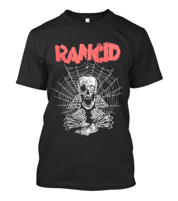 Rancid Punk Skull Spider Web Mohawk Studded Jacket T-Shirt