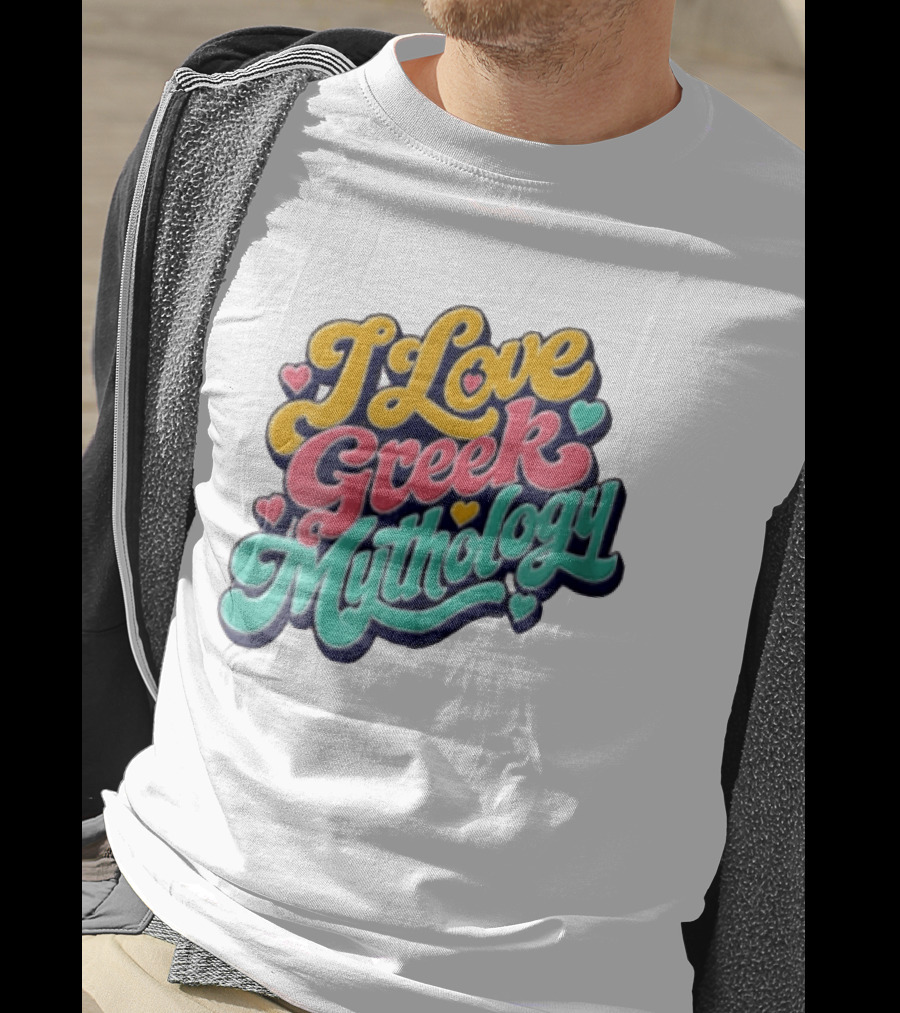 I Love Greek Mythology Colorful Heart Accents T-Shirt
