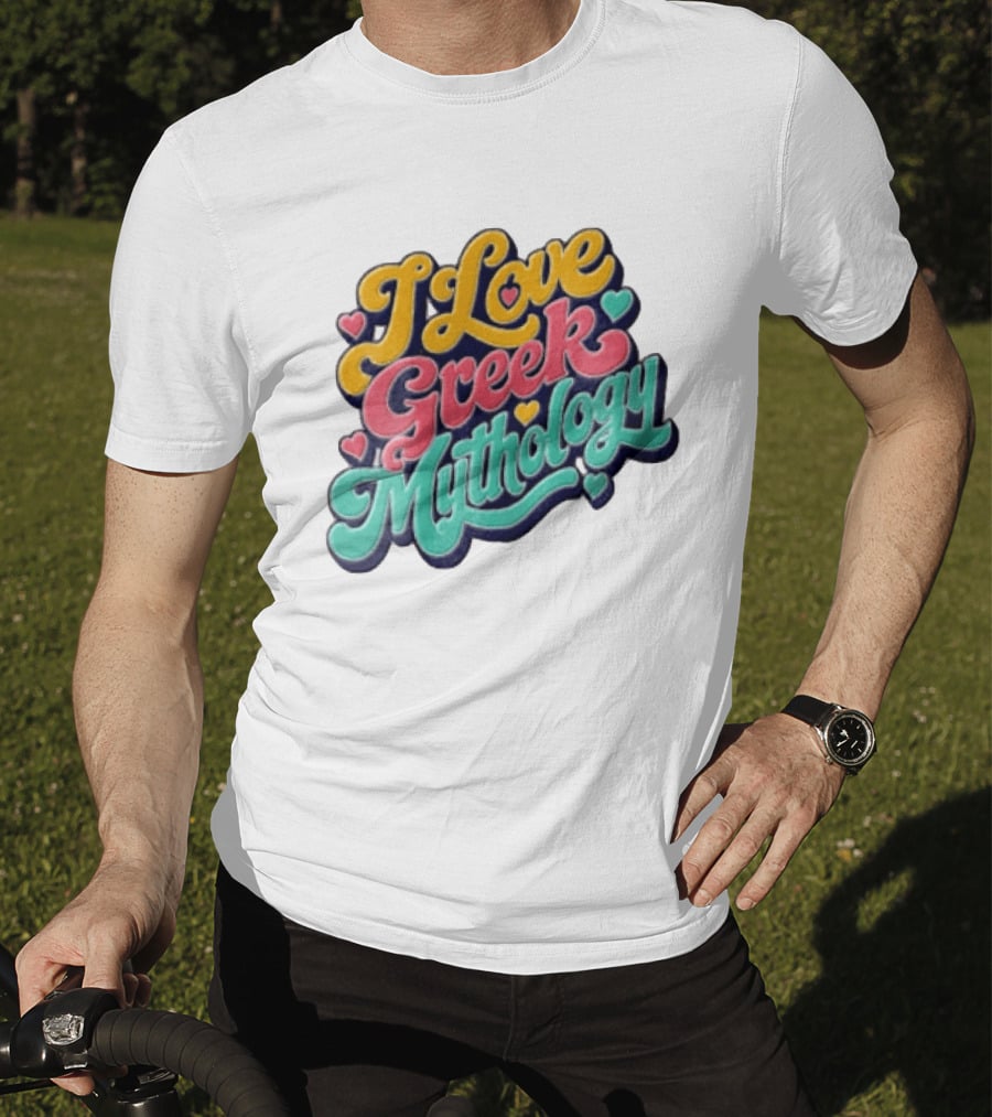 I Love Greek Mythology Colorful Heart Accents T-Shirt