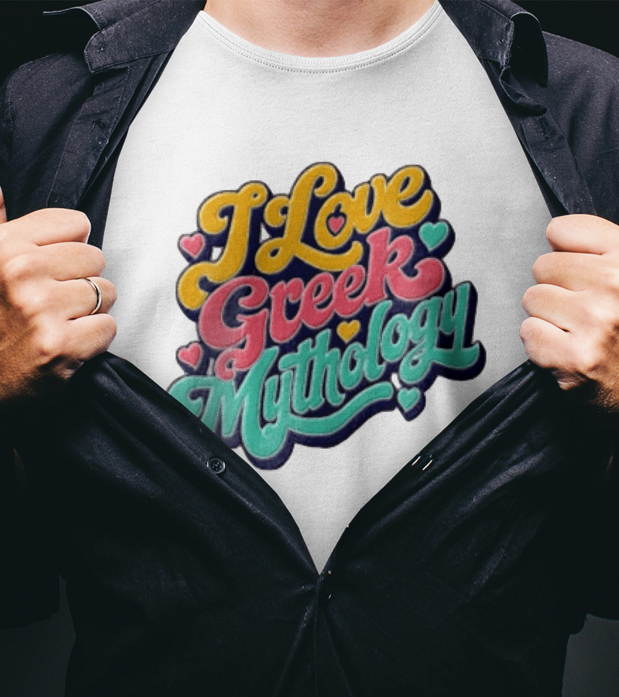 I Love Greek Mythology Colorful Heart Accents T-Shirt