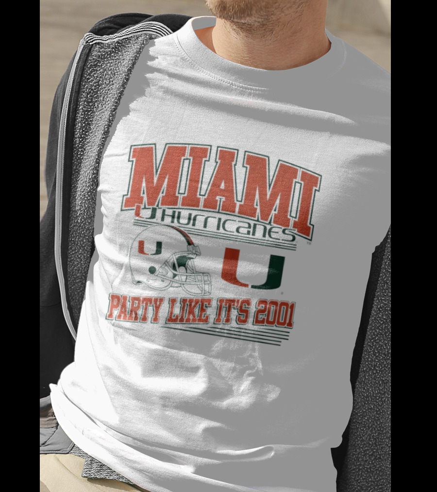 Miami Hurricanes Party Like It's 2001 Football Helmet U T-Shirt