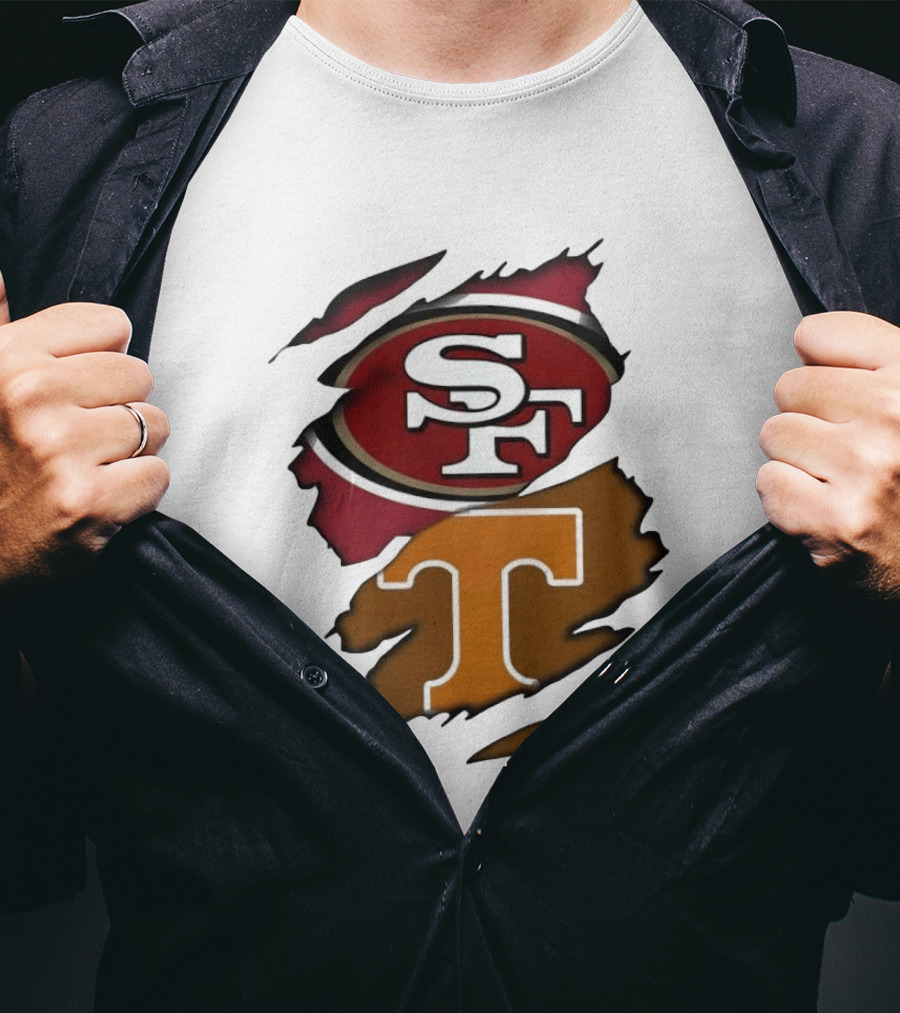 San Francisco 49ers Tennessee Volunteers Ripped SF Logos Fusion T-Shirt
