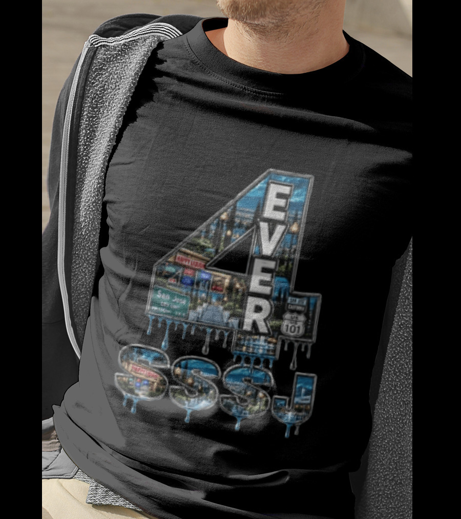 4 Ever San Jose City Limit Highway 101 SSSJ Metallic Dripping T-Shirt