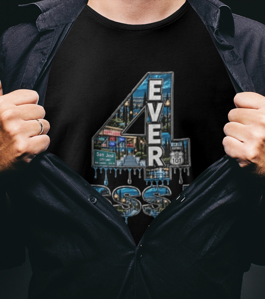4 Ever San Jose City Limit Highway 101 SSSJ Metallic Dripping T-Shirt