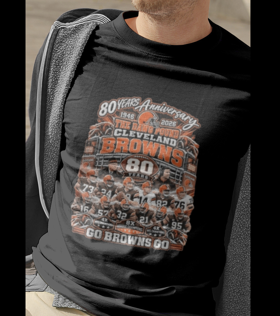 Cleveland Browns 80 Years Anniversary The Dawg Pound 1946 2026 Go Browns Go T-Shirt
