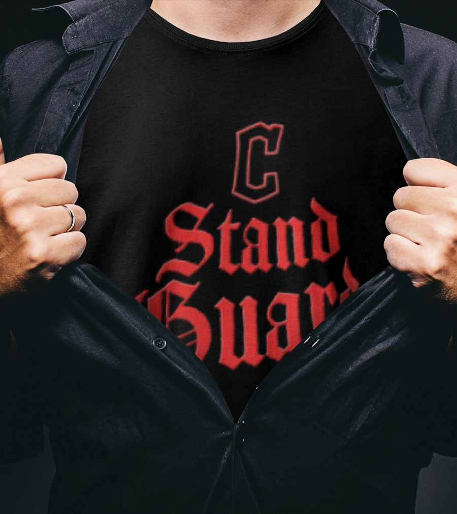 Cleveland Guardians Stand Guard Red Gothic T-Shirt