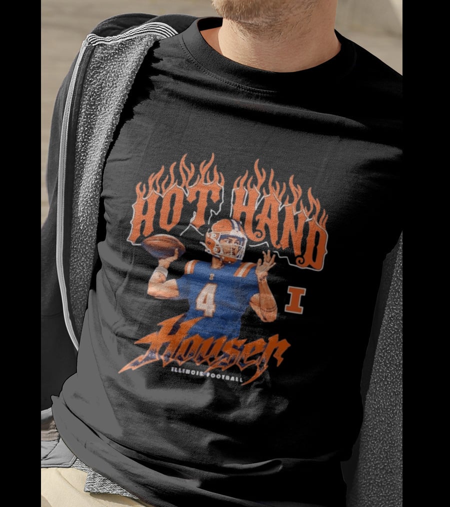 Hot Hand Houser Katin Houser No 4 Illinois Football T-Shirt
