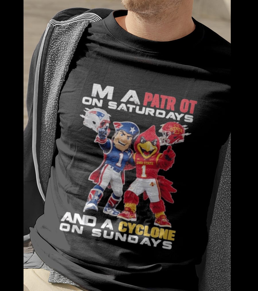 Patriot On Saturdays Cyclone On Sundays Iowa State Football Mascots T-Shirt