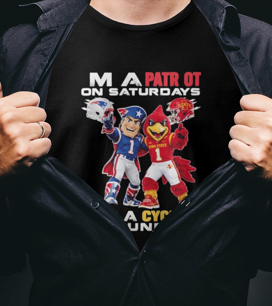 Patriot On Saturdays Cyclone On Sundays Iowa State Football Mascots T-Shirt