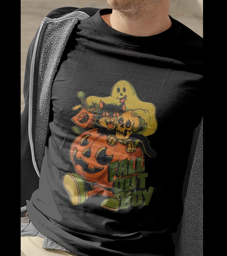 Fall Out Boy Halloween Cat Ghost Pumpkin Skull T-Shirt