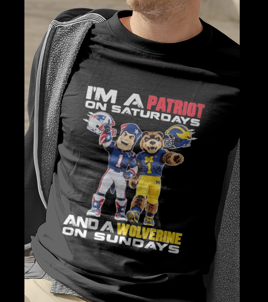 Patriot And Wolverine Football Mascots Saturdays Sundays T-Shirt