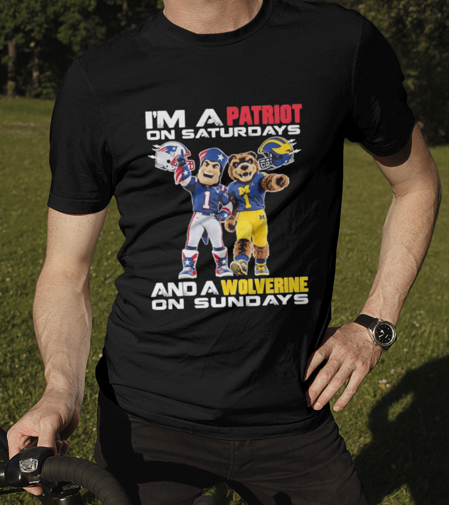 Patriot And Wolverine Football Mascots Saturdays Sundays T-Shirt