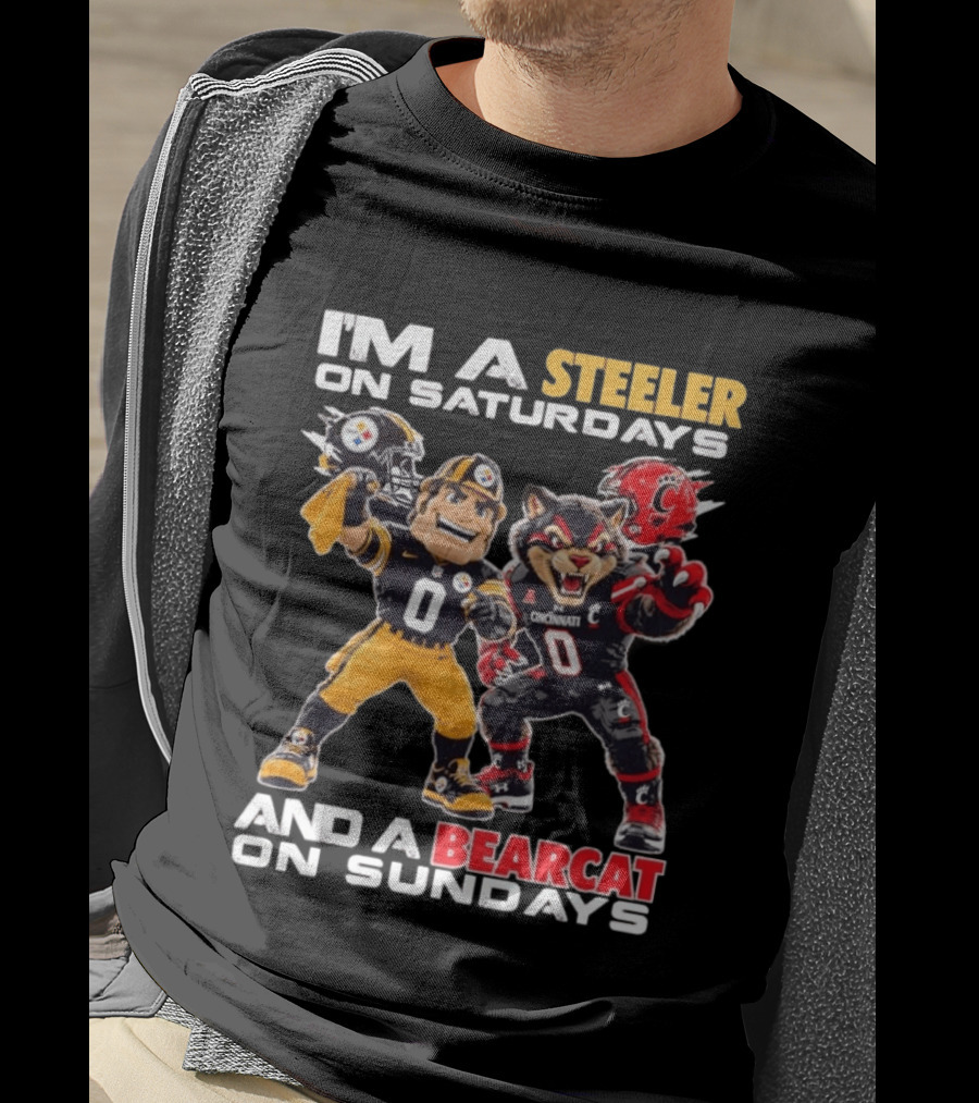 I'm A Steeler On Saturdays And A Bearcat On Sundays Cincinnati Football Fan T-Shirt