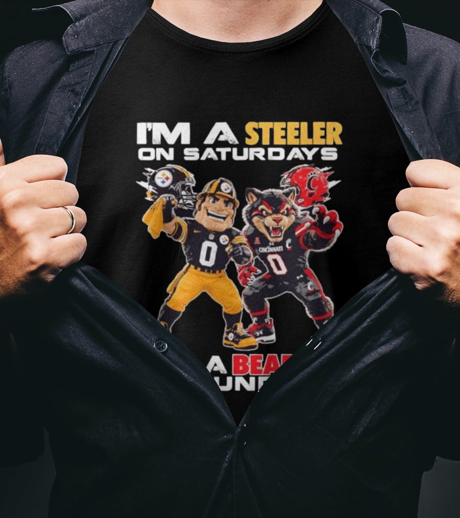 I'm A Steeler On Saturdays And A Bearcat On Sundays Cincinnati Football Fan T-Shirt