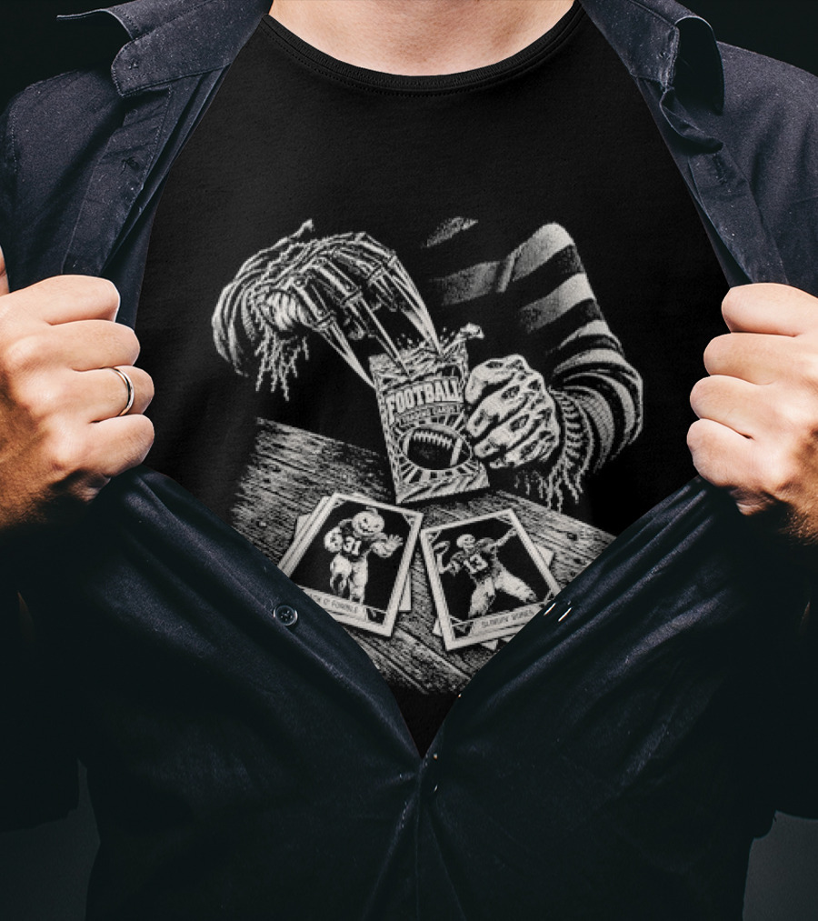 Freddy Krueger Football Trading Cards Nightmare On Rip Street Halloween T-Shirt