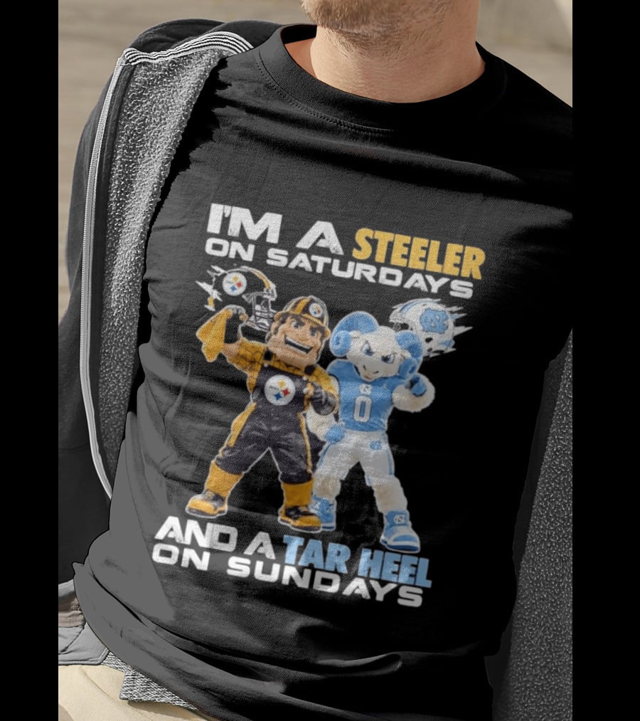 I'm A Steeler On Saturdays And A Tar Heel On Sundays With Mascots T-Shirt