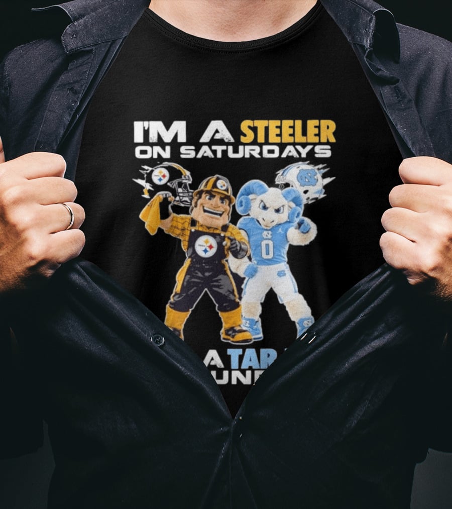 I'm A Steeler On Saturdays And A Tar Heel On Sundays With Mascots T-Shirt