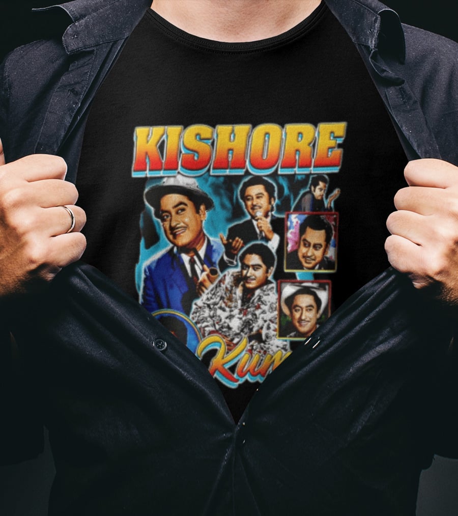 Kishore Kumar Retro Collage Music Legend T-Shirt