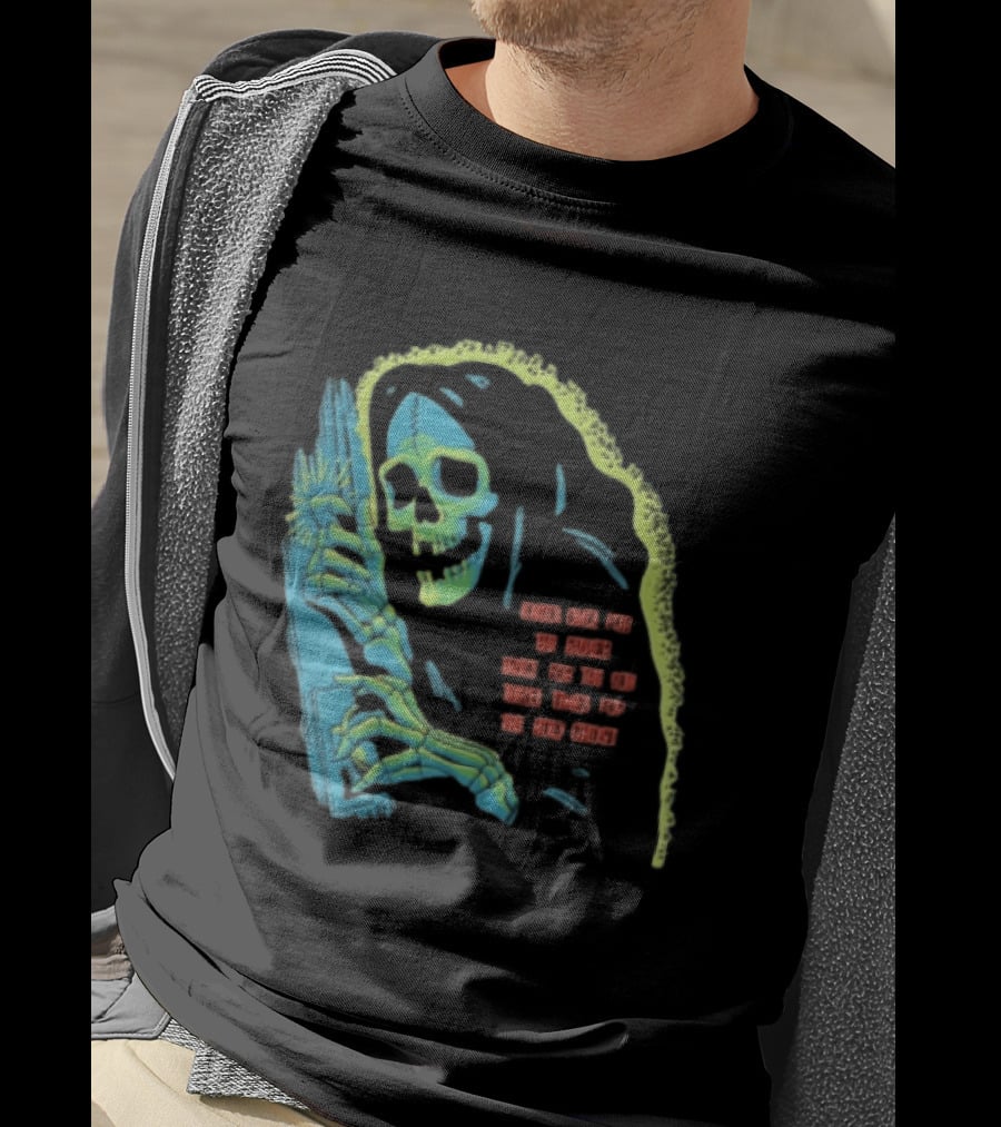 Knock Once For The Father Twice For The Son Three Times For The Holy Ghost Skeleton Grim Reaper T-Shirt