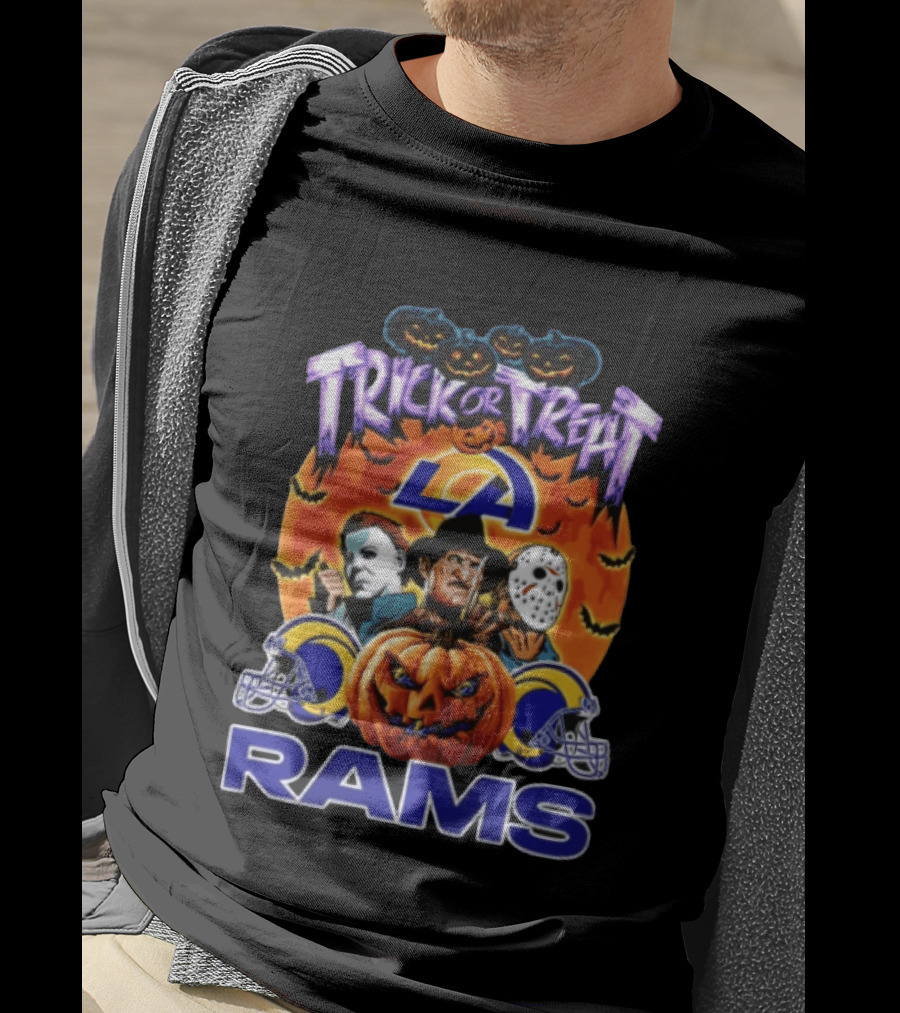 Los Angeles Rams Halloween Trick Or Treat Horror Pumpkin Football T-Shirt