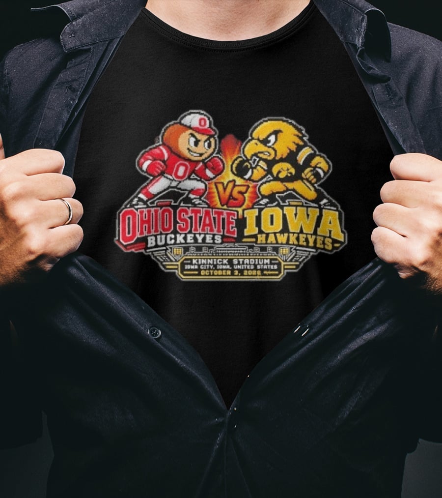 Ohio State Buckeyes Vs Iowa Hawkeyes NCAA College Football Kinnick Stadium Iowa City October 3 2026 T-Shirt