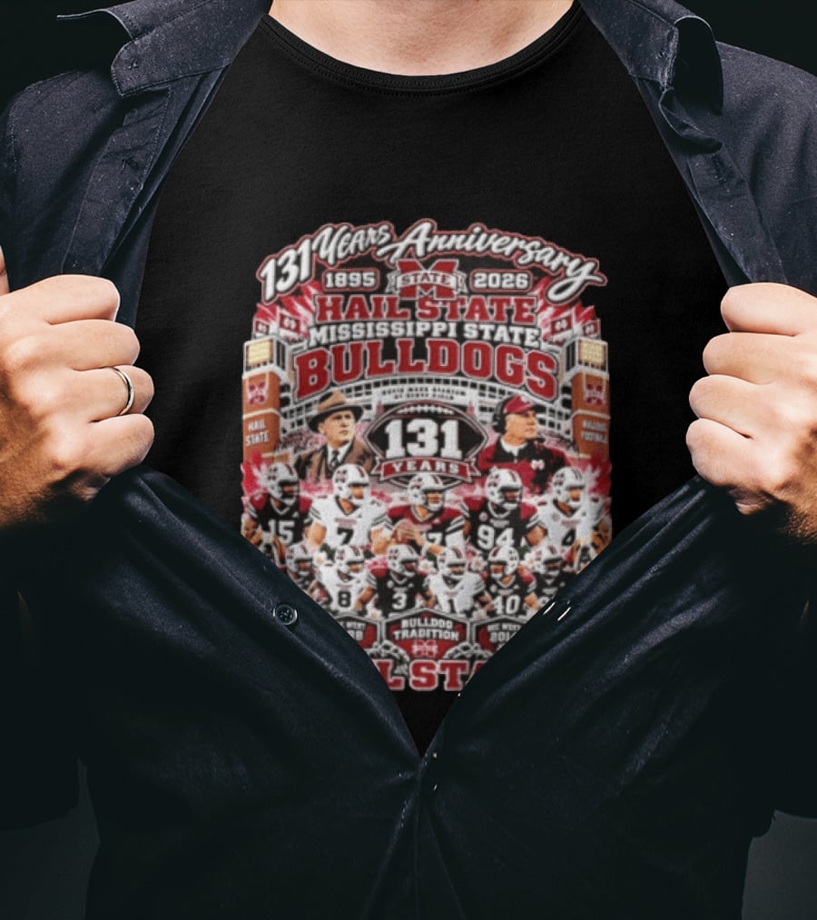 131 Years Anniversary 1895 2026 Hail State Mississippi State Bulldogs Tradition Football T-Shirt