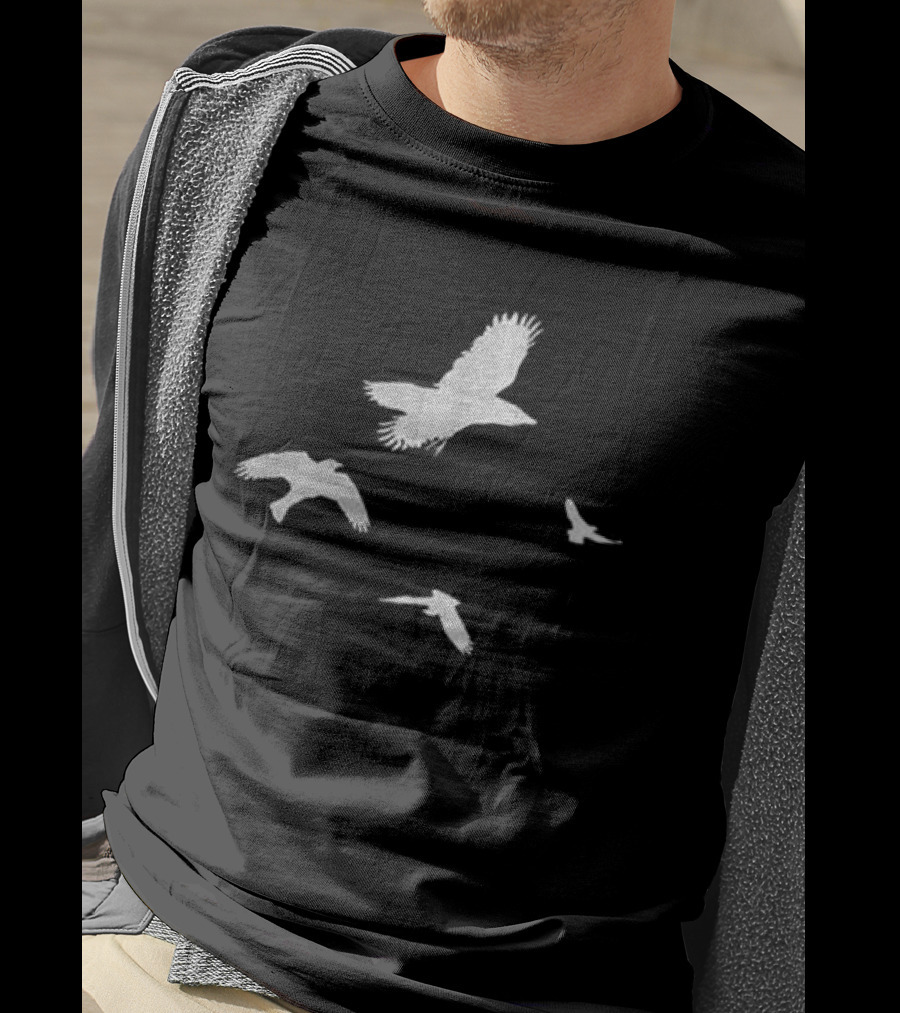 Shinedown Store Black Trucker Birds White Bird T-Shirt